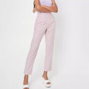 Nasty Gal Women’s Size 6 Pink Check Pants | Slim Fit High Waist